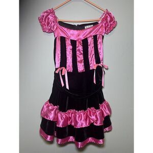 Underwraps Pink Black Velvet Barmaid Wench Costume Dress Cosplay Halloween Sz Sm